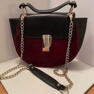 Sondra Roberts Vegan Leather Faux Fur Shoulder Bag Read Description